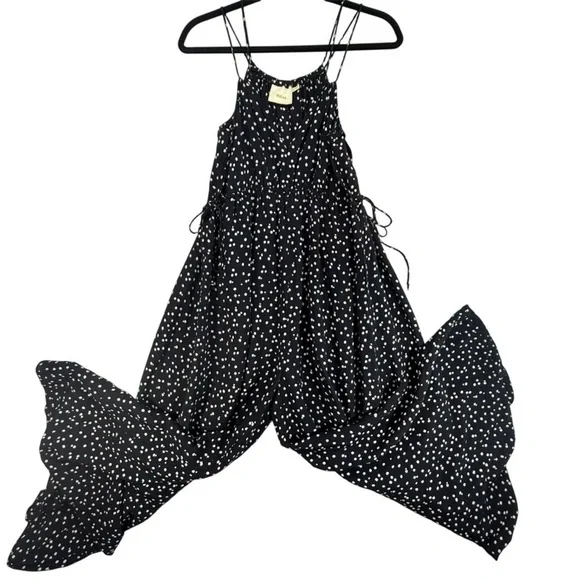 NWOT Anthropologie Maeve Finley Wide Leg Black White Polla Dot Flowy Jumpsuit 4 - Picture 9 of 14